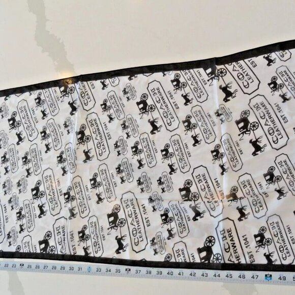 NEW AUTHENTIC 2023 COACH LEATHERWARE 100% SILK SCARF SCARVE BLACK WHITE 60"X20" - Picture 7 of 14